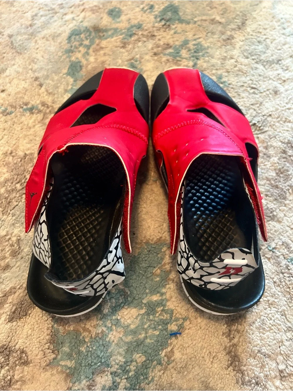 Kids Jordan Red/Black Flare Sandals Size 3y